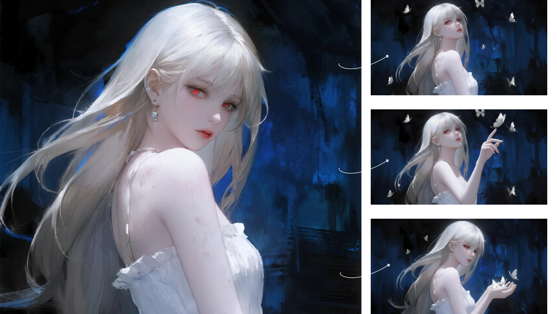 four scenes of an anime girl made by aiease script to video ai tool